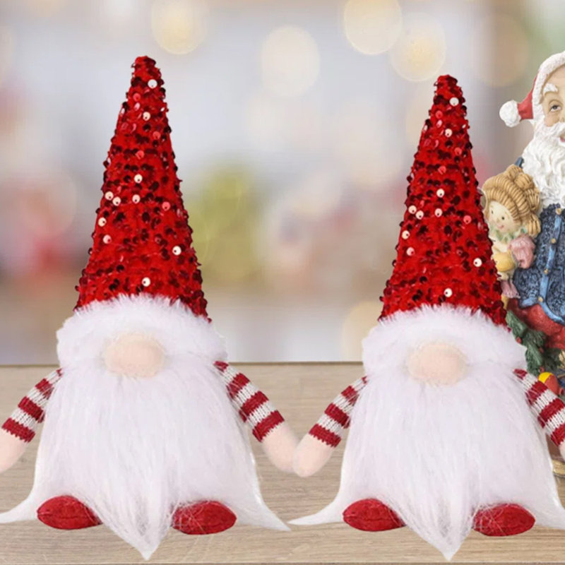 Santas Hat Duo - Holiday Gnomes Black Christmas shops Decor Christmas whimsical black fantasy statue Indoor Garden